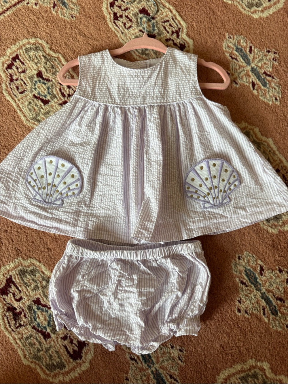 Little English purple seashell diaper set